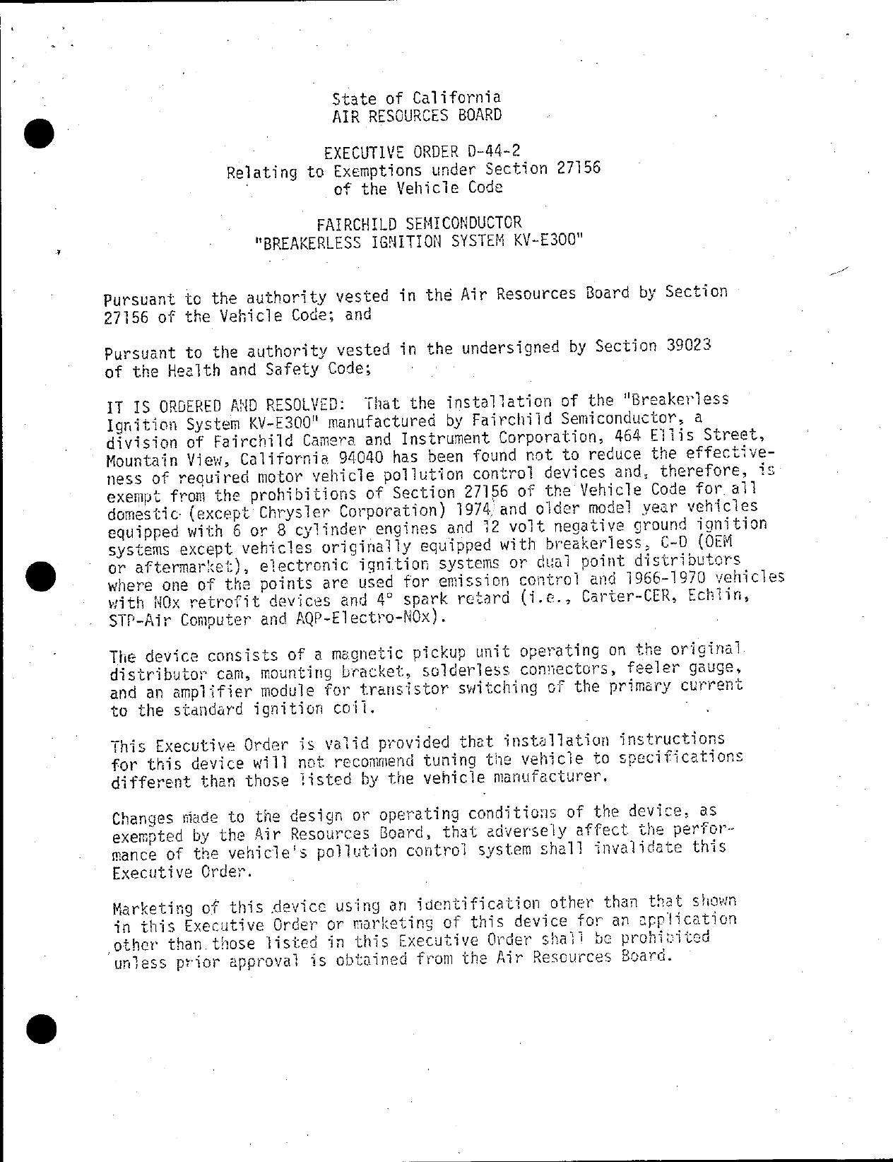 Executive Order D-44-2 Fairchild Semiconductor